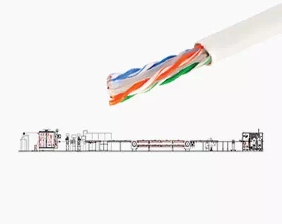 Tandem extrusion line for Lan & telephone wires